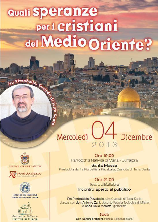 &#8220;Quali speranze per il Medio Oriente?&#8221; L&#8217;incontro a Brescia con il Custode di Terra Santa